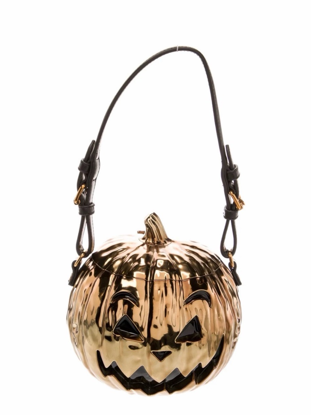 RARE Moschino Couture JeremyScott Laminated
Pumpkin Bronze Handbag